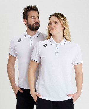 White Arena Team Solid Men's Polo Shirts | 42242446