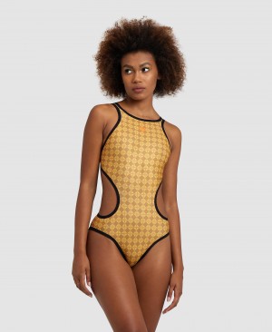 Yellow Arena 50th Anniversary Tech Back Women's Swimsuits | 7144740