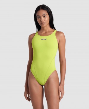 Yellow Arena Team Swim Tech Solid Women's Swimsuits | 34537891