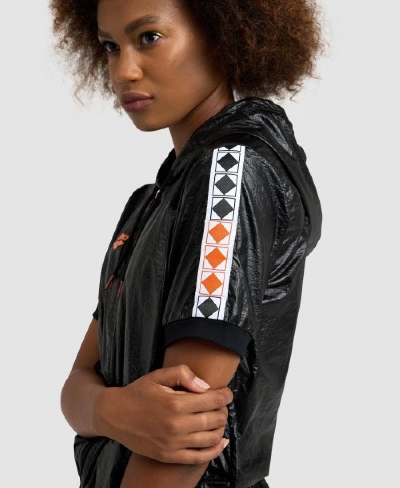 Black Arena 50th Anniversary Black Hooded Women's Jackets | 81686758