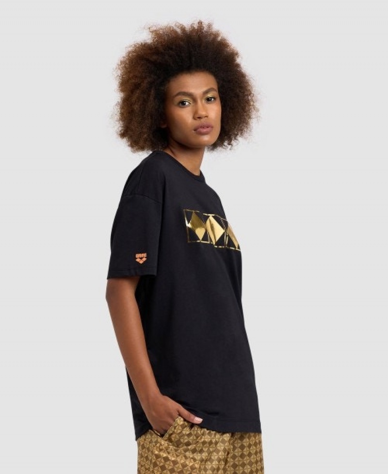 Black Arena 50th Anniversary Gold Men's T Shirts | 84824555