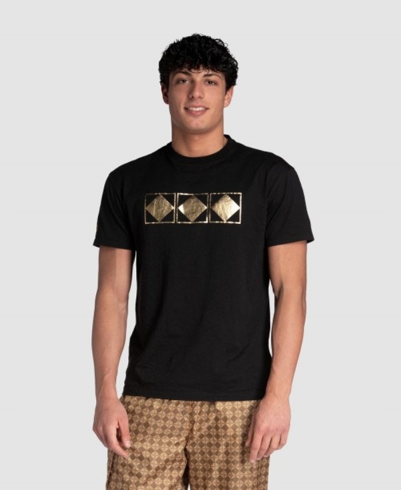 Black Arena 50th Anniversary Gold Men's T Shirts | 84824555