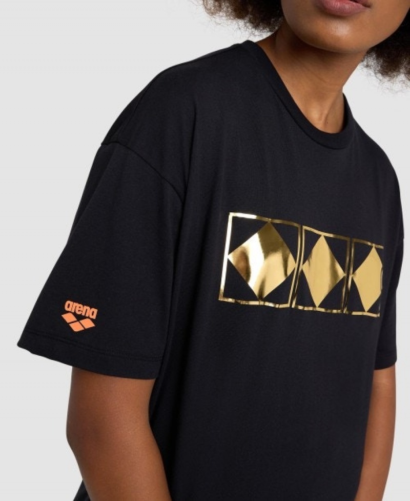 Black Arena 50th Anniversary Gold Men's T Shirts | 84824555