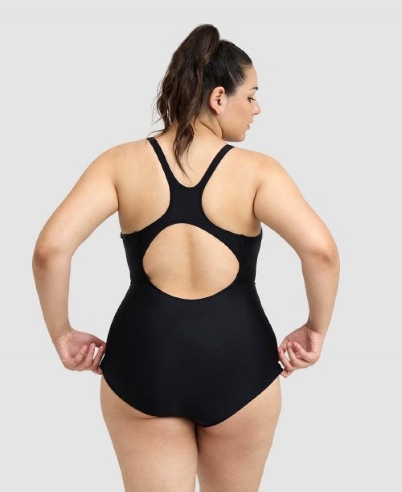 Black Arena Control Panel Pro Back Plus Women's Swimsuits | 89464062