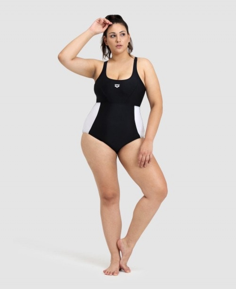 Black Arena Control Panel Pro Back Plus Women's Swimsuits | 89464062