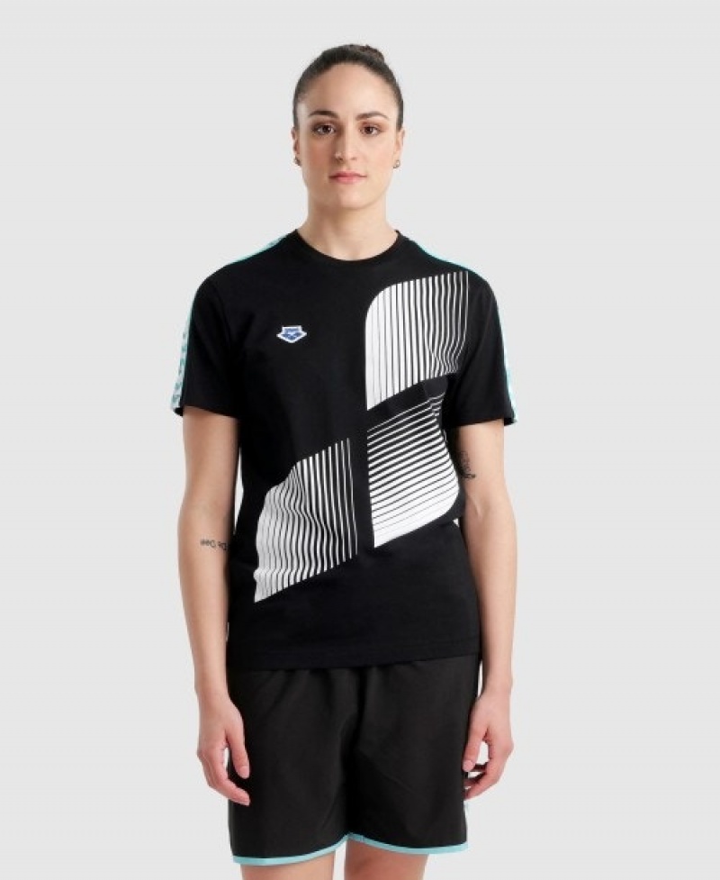 Black Arena Diamonds Women's T Shirts | 98574847