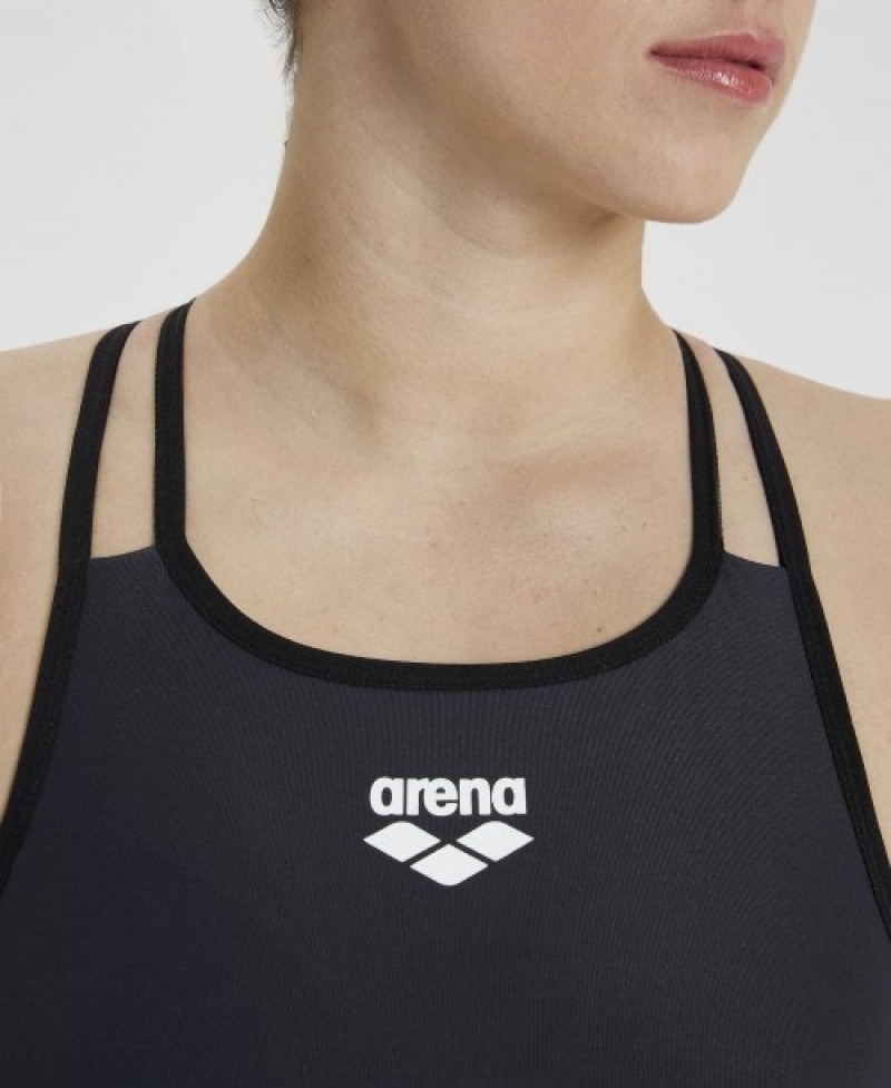 Black Arena Gym Mesh Back Women's Sports Bra | 75081062