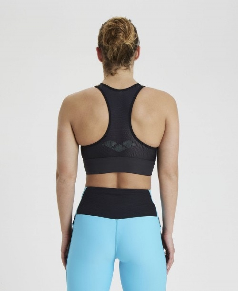 Black Arena Gym Mesh Back Women's Sports Bra | 75081062