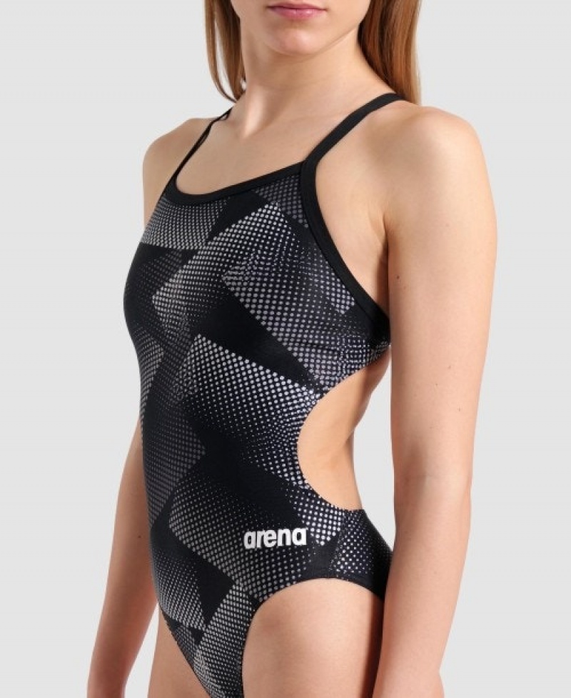 Black Arena Halftone Challenge Back Women's Swimsuits | 20056124