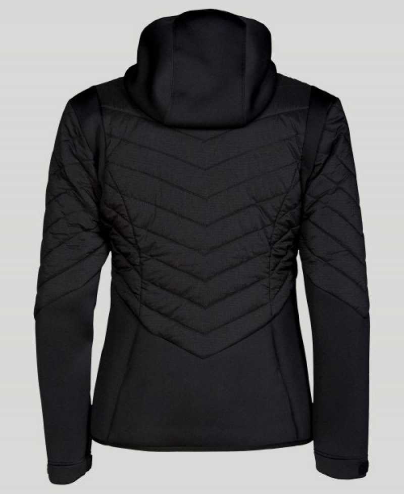 Black Arena Hooded Half-quilted Women's Jackets | 24553744