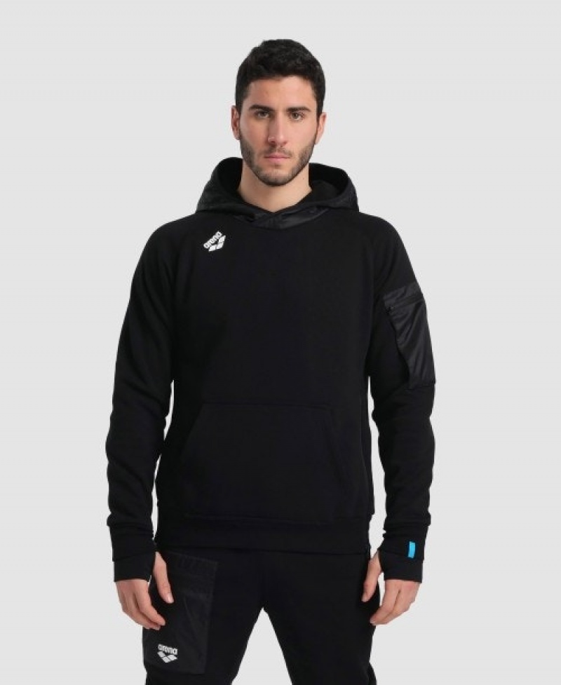 Black Arena Hooded Tech Men's Sweatshirts | 44935545