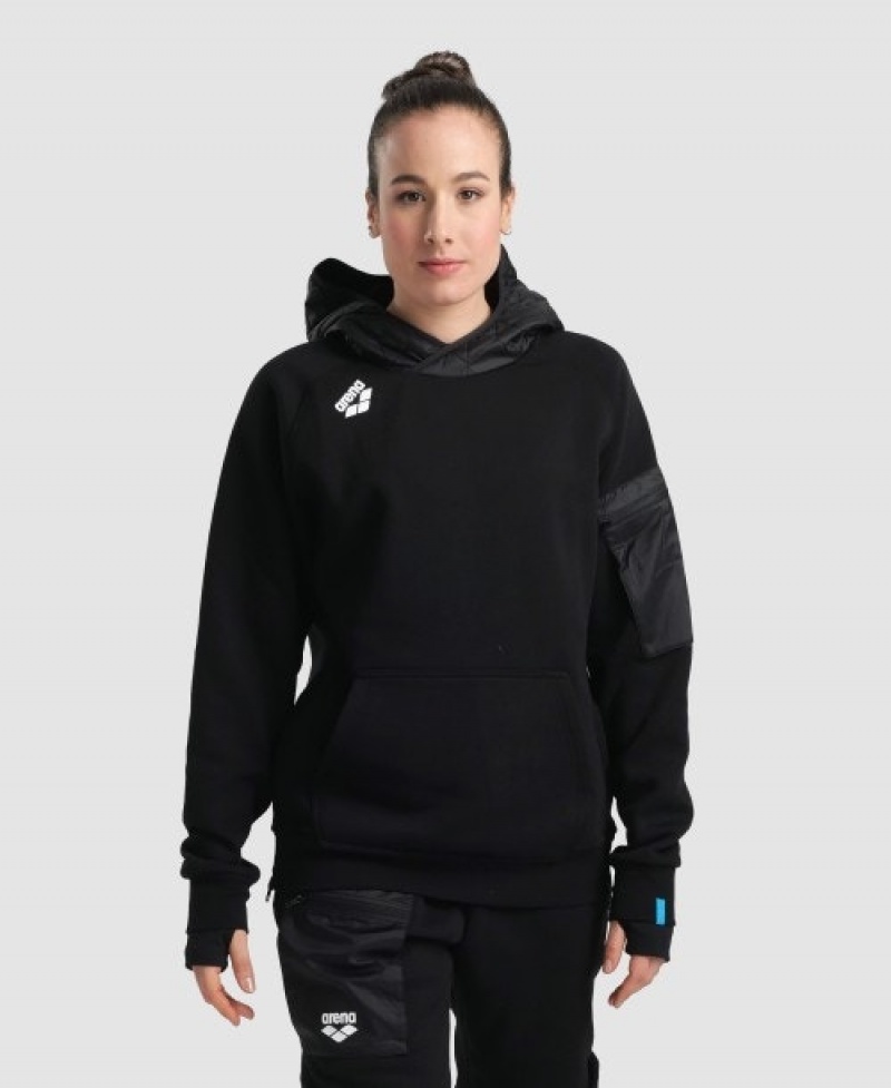 Black Arena Hooded Tech Men's Sweatshirts | 44935545