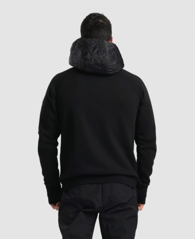 Black Arena Hooded Tech Men's Sweatshirts | 44935545