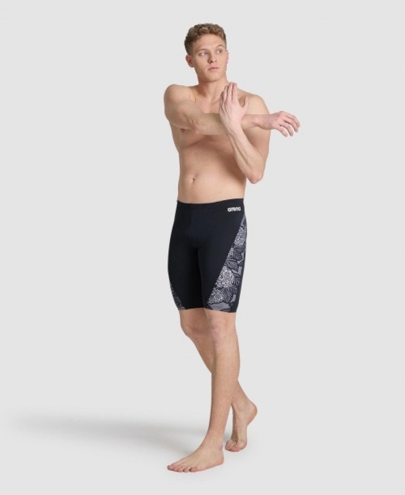 Black Arena Hydrange Bouquet Jammer Men's Swim Shorts | 18612496