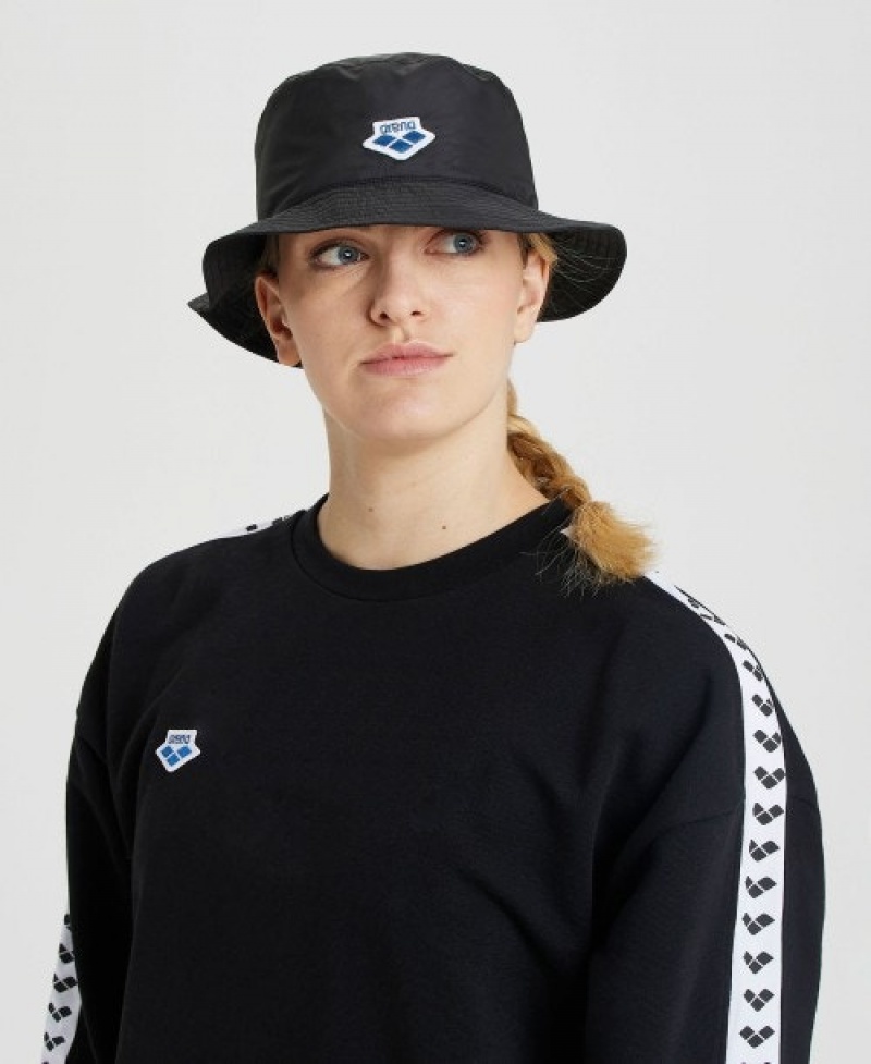 Black Arena Icons Bucket Solid Women's Hats | 14100895