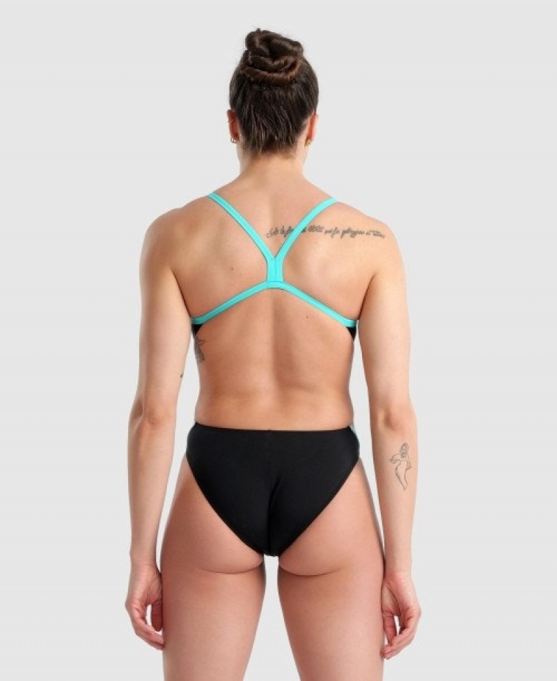 Black Arena Icons Logo Challenge Back Diamonds Women's Swimsuits | 26317213