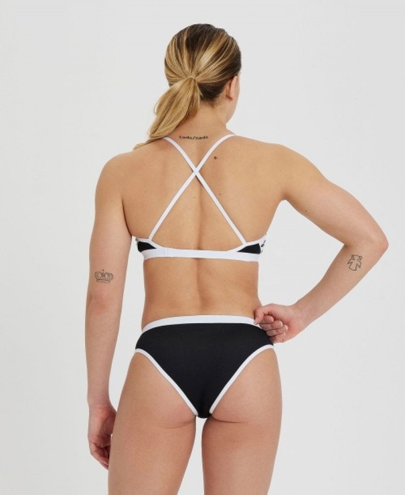 Black Arena Icons Solid Cross Back Women's Bikinis | 67374431