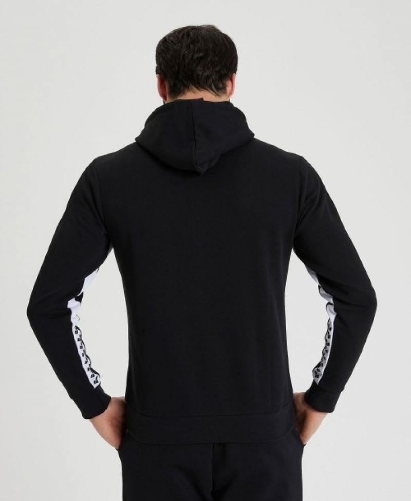 Black Arena Icons Solid Hooded Men's Sweatshirts | 95977296