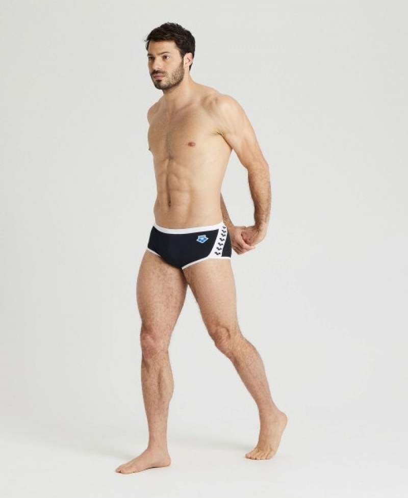 Black Arena Icons Solid Low Waist Men's Swim Trunks | 76950131