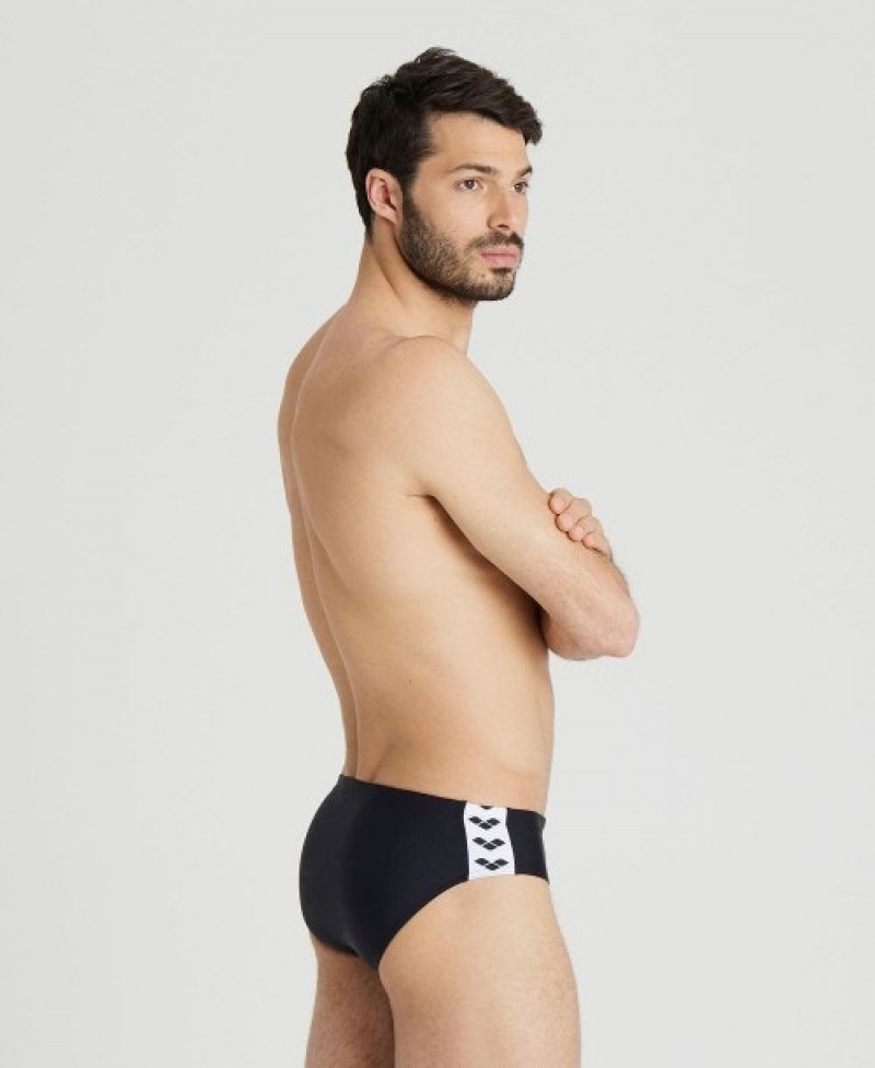 Black Arena Icons Solid Men's Briefs | 51120683