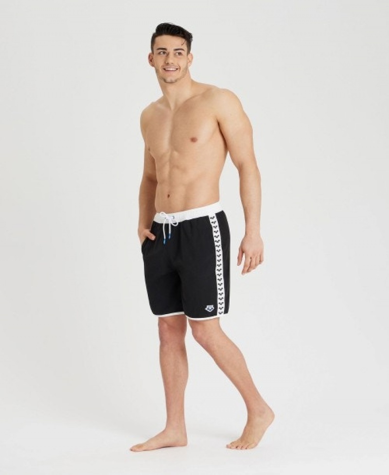 Black Arena Icons Team Stripe Men's Shorts | 34851797