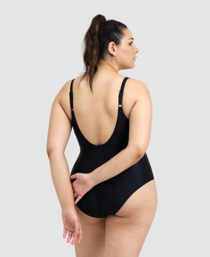 Black Arena Imprint U Back Plus Women's Swimsuits | 78889547