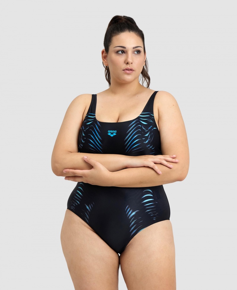 Black Arena Imprint U Back Plus Women\'s Swimsuits | 78889547