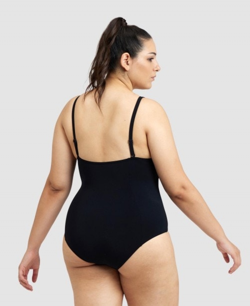 Black Arena Isabel Lightcross Back Plus Women's Swimsuits | 63346159