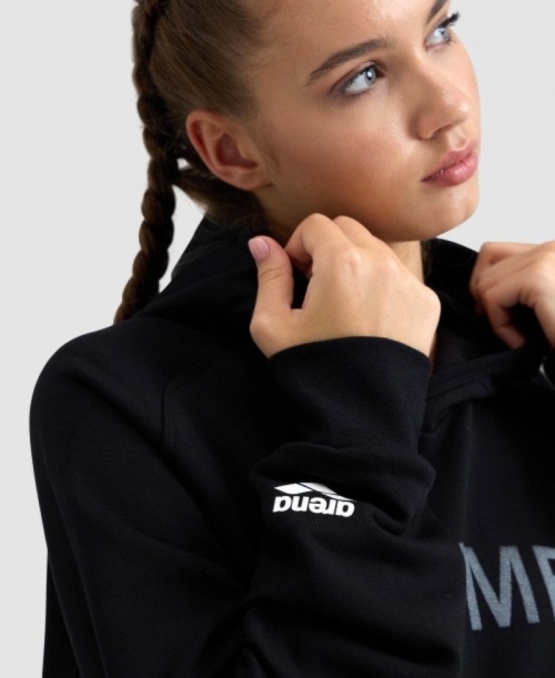 Black Arena Logo Hooded Women's Sweatshirts | 2917856