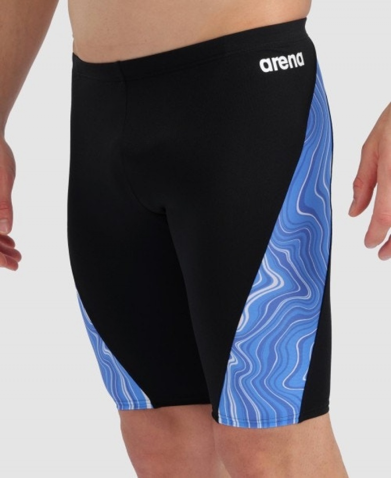 Black Arena Marbled Jammer Men's Swim Shorts | 39155158