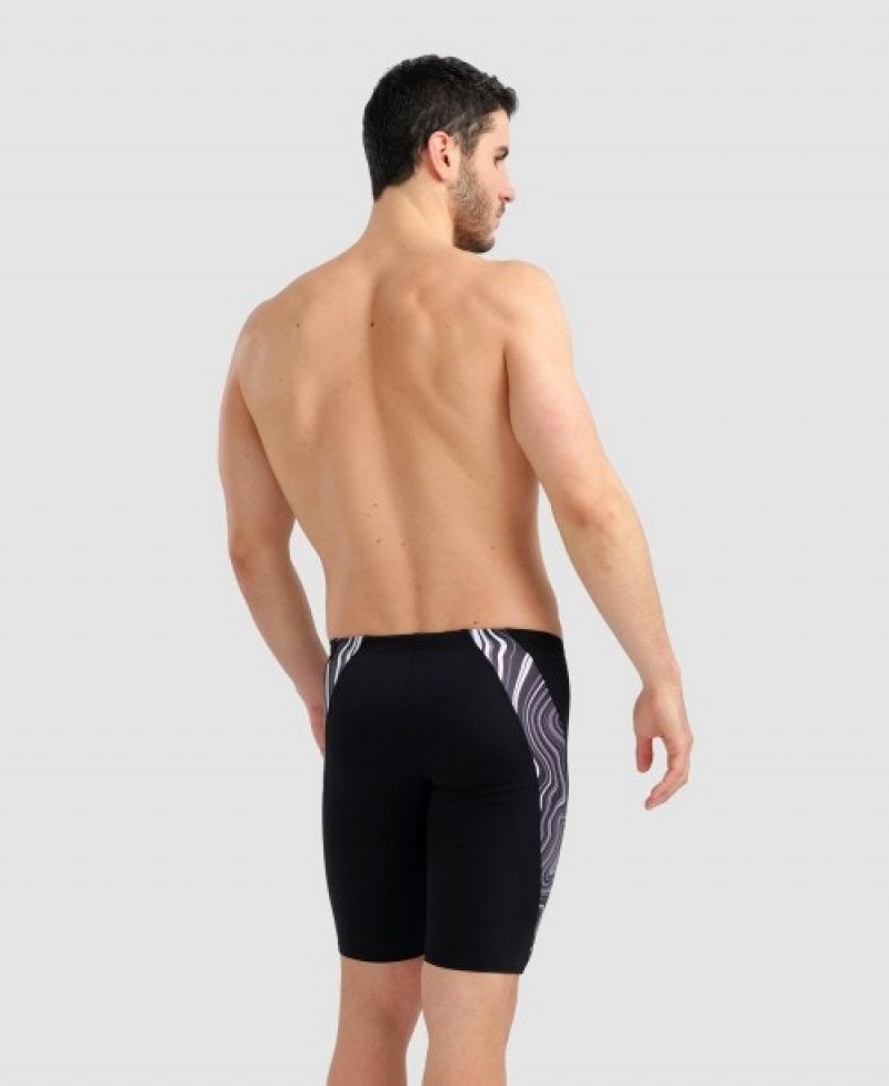 Black Arena Marbled Jammer Men's Swim Shorts | 1349709