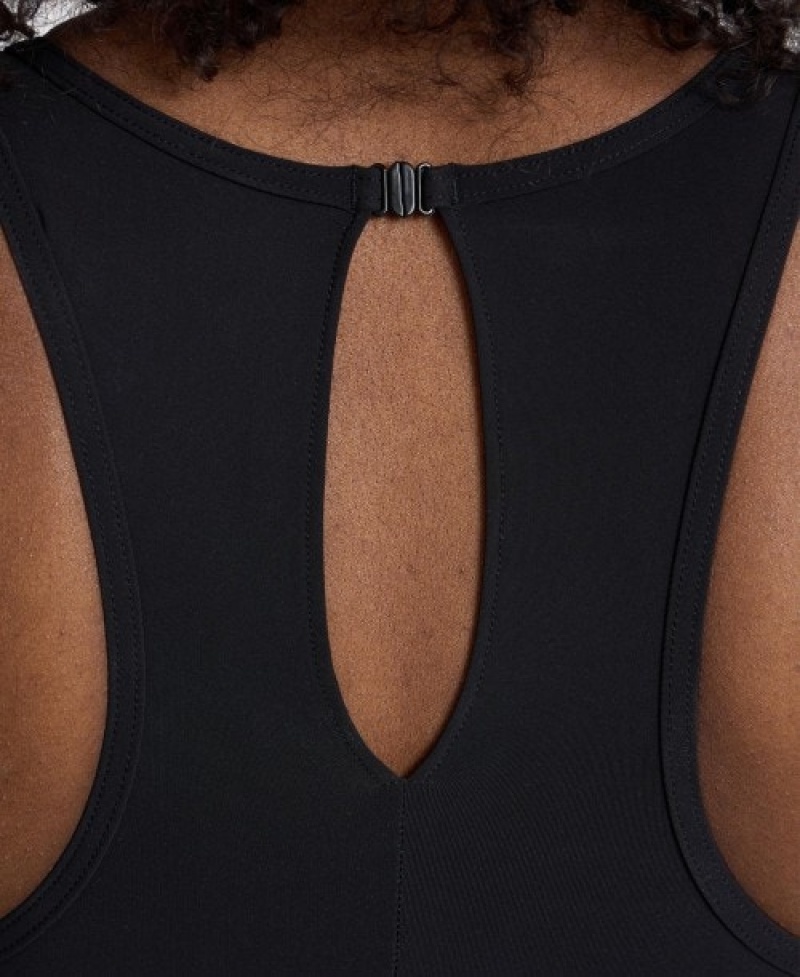 Black Arena Mesh Panel Vent Back Women's Swimsuits | 70714593