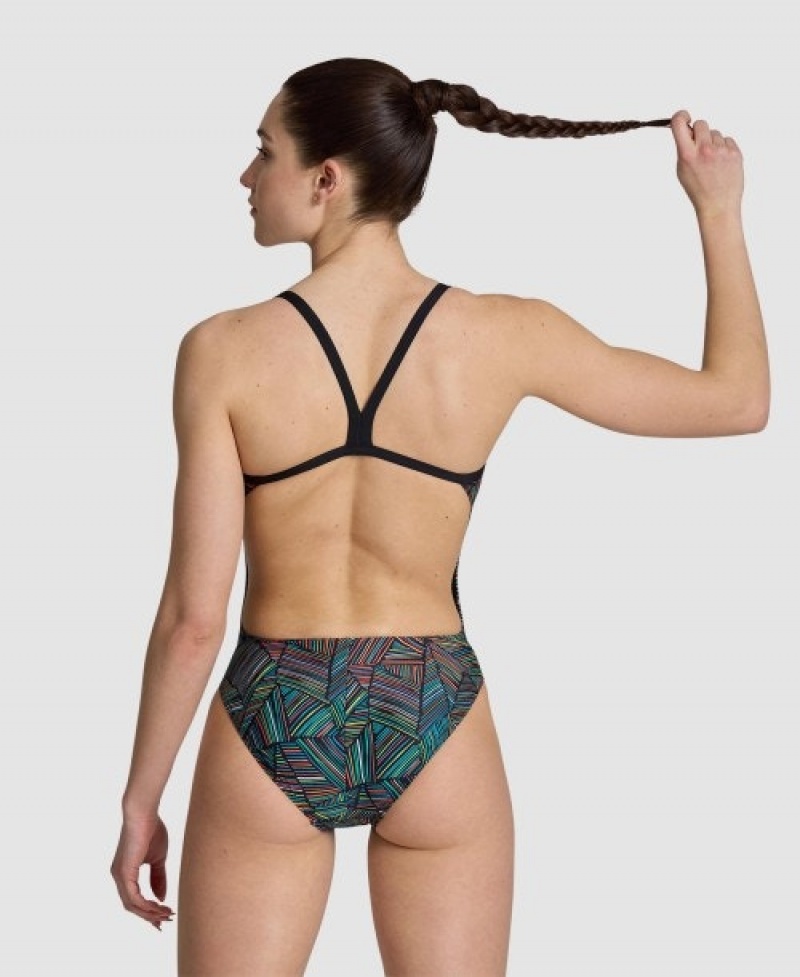 Black Arena Overview Challenge Back Women's Swimsuits | 51238761