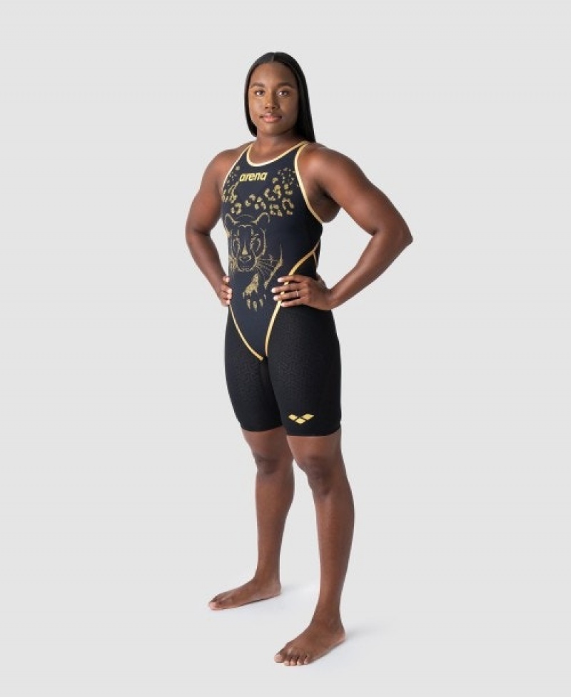 Black Arena Powerskin Carbon Glide Limited Edition Simone Manuel Closed Back - Not Ncaa/High School Compliant Women's Racing Suit | 58083308