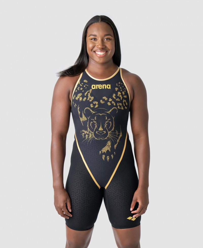 Black Arena Powerskin Carbon Glide Limited Edition Simone Manuel Closed Back - Not Ncaa/High School Compliant Women\'s Racing Suit | 58083308