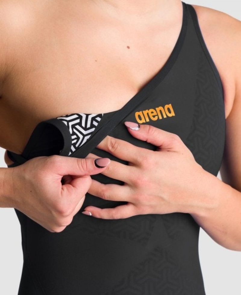 Black Arena Powerskin Carbon Glide Open Back Women's Racing Suit | 91217685