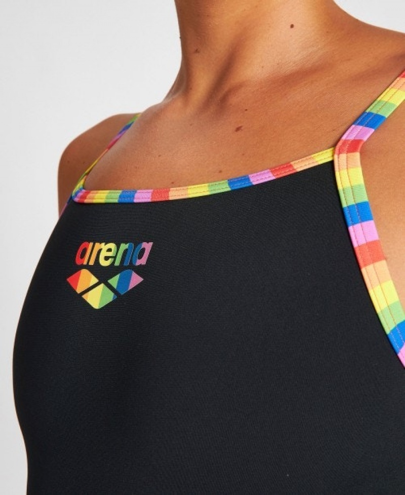 Black Arena Pride Superfly Back Women's Swimsuits | 42830418