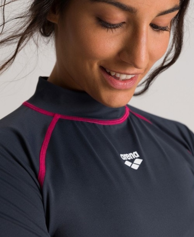 Black Arena Short Sleeve Women's Rashguards | 79673987