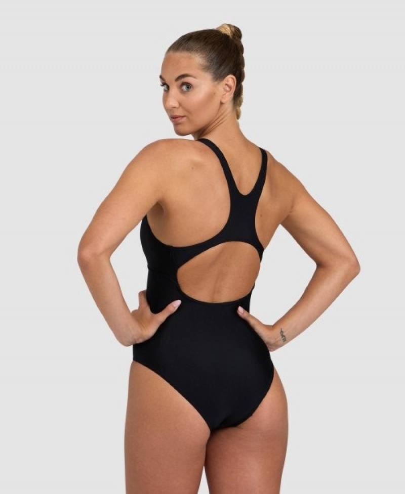 Black Arena Solid Control Pro Back Women's Swimsuits | 94135235