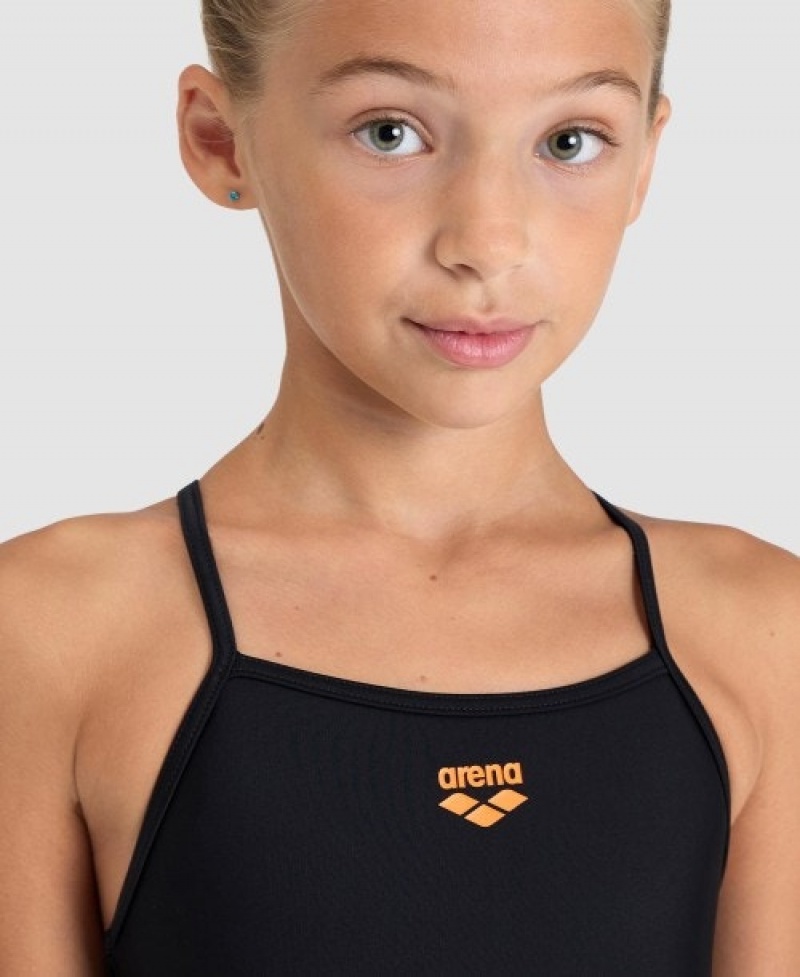 Black Arena Solid Light Drop Back Girls' Swimsuits | 99086520