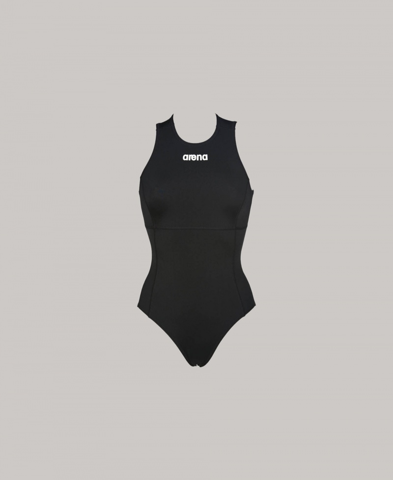 Black Arena Solid Waterpolo Women\'s Swimsuits | 83752269