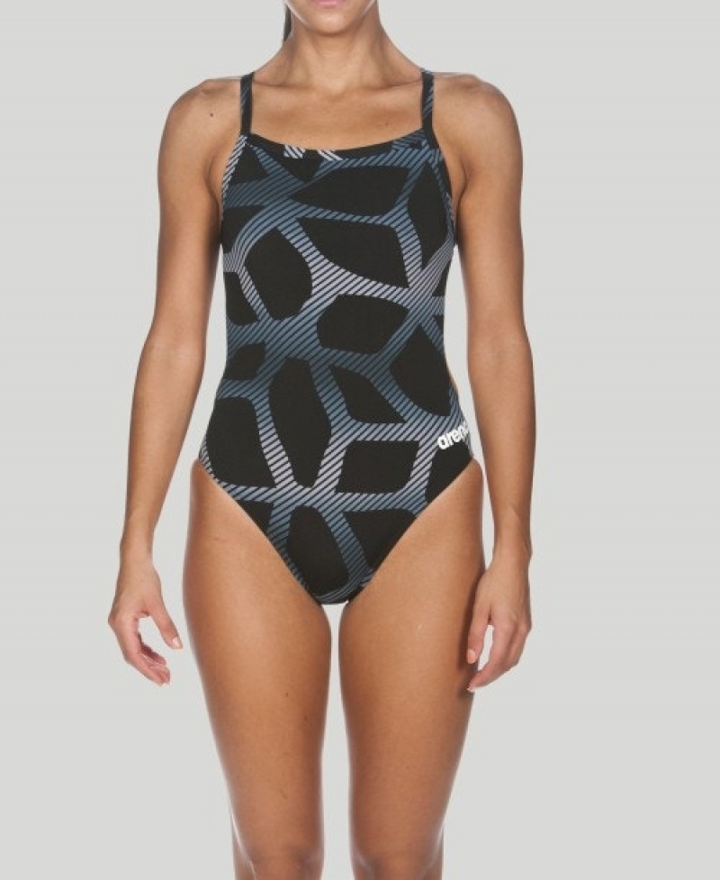 Black Arena Spider Challenge Back Women's Swimsuits | 73118960