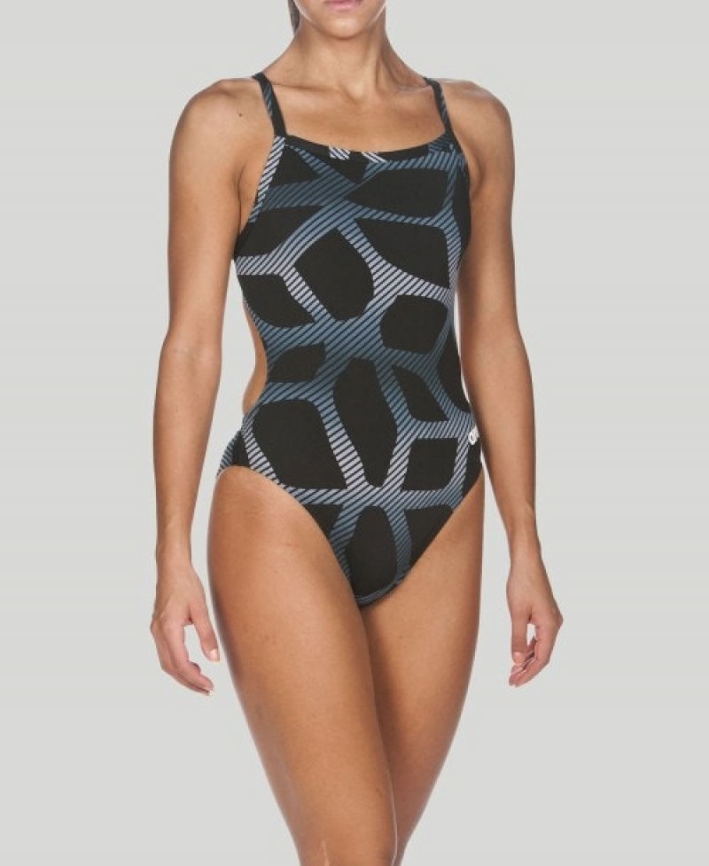 Black Arena Spider Challenge Back Women's Swimsuits | 73118960