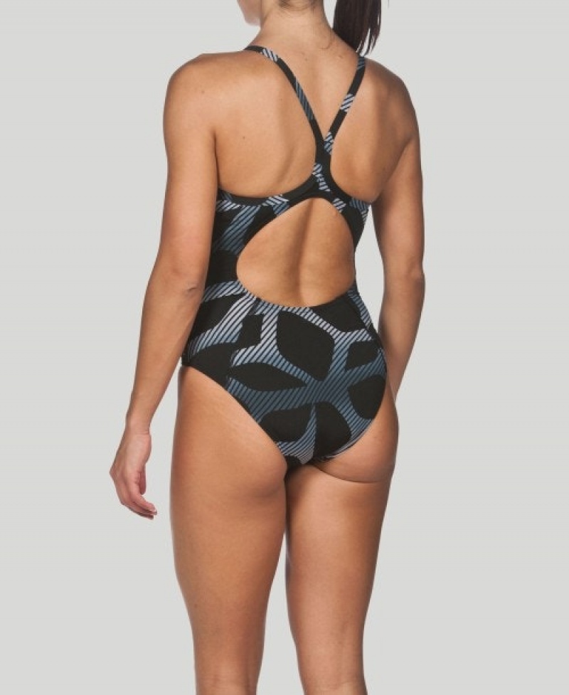 Black Arena Spider Light Drop Back Women's Swimsuits | 25912642