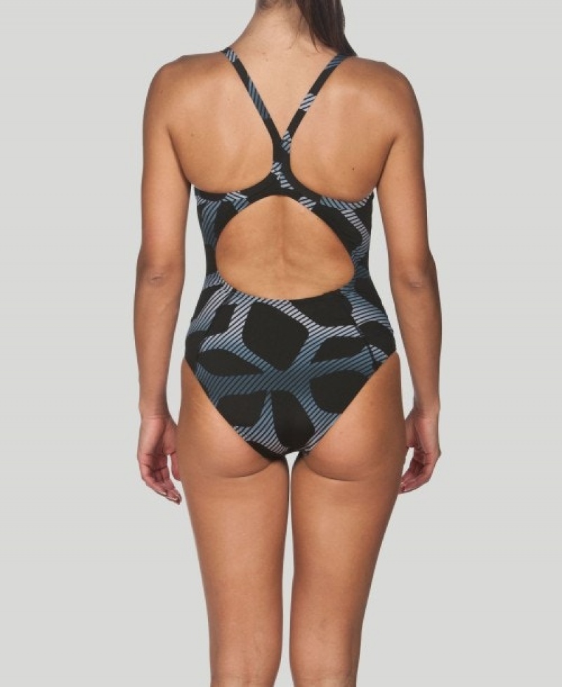 Black Arena Spider Light Drop Back Women's Swimsuits | 25912642