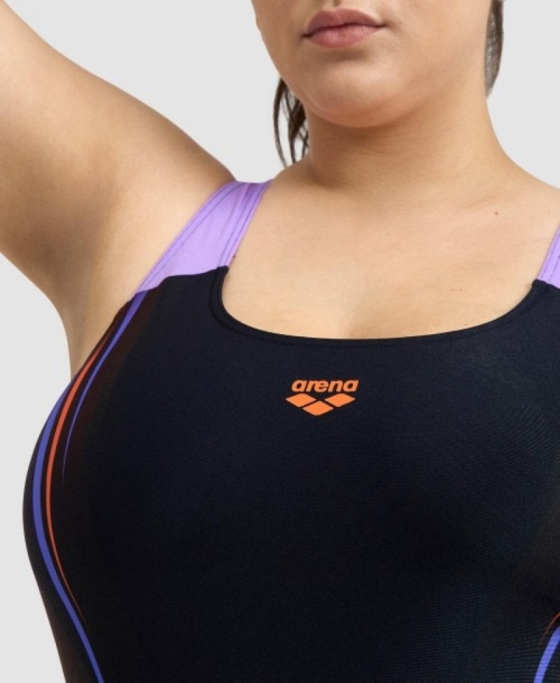 Black Arena Spikes Pro Back Plus Women's Swimsuits | 38019816