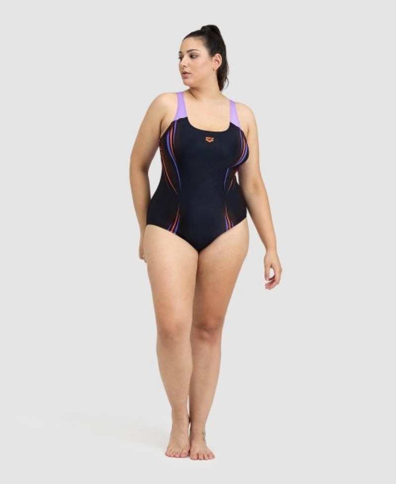 Black Arena Spikes Pro Back Plus Women's Swimsuits | 38019816