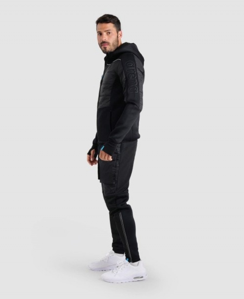 Black Arena Team Half-quilted Hooded Men's Jackets | 67252275