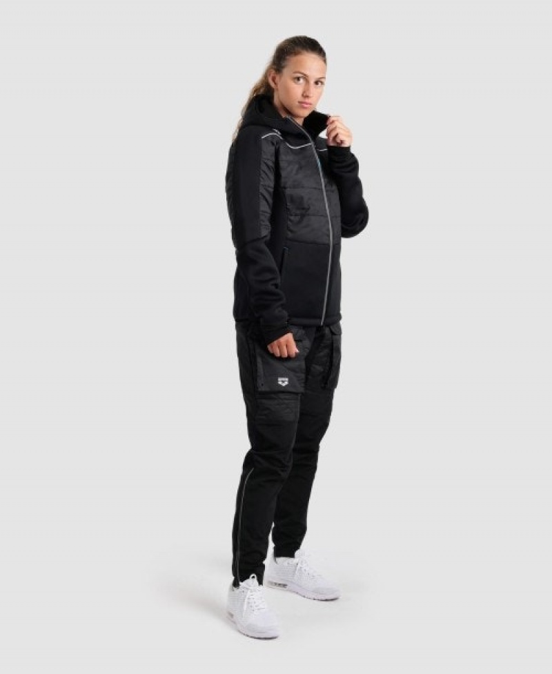 Black Arena Team Half-quilted Hooded Men's Jackets | 67252275