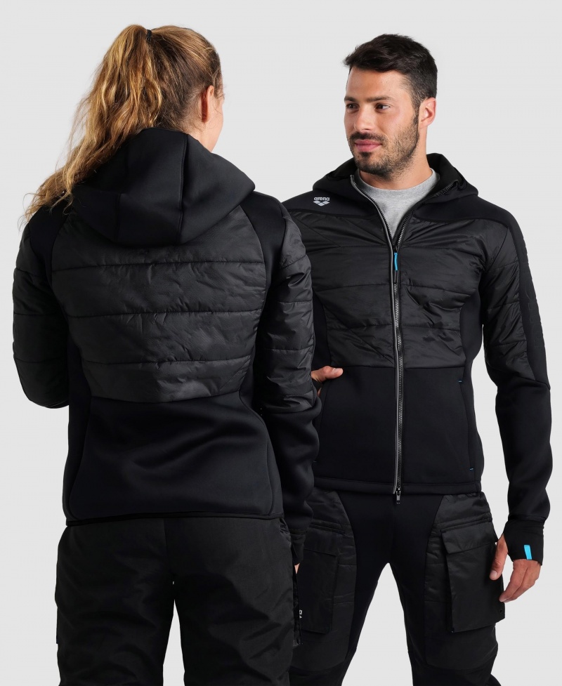 Black Arena Team Half-quilted Hooded Men\'s Jackets | 67252275